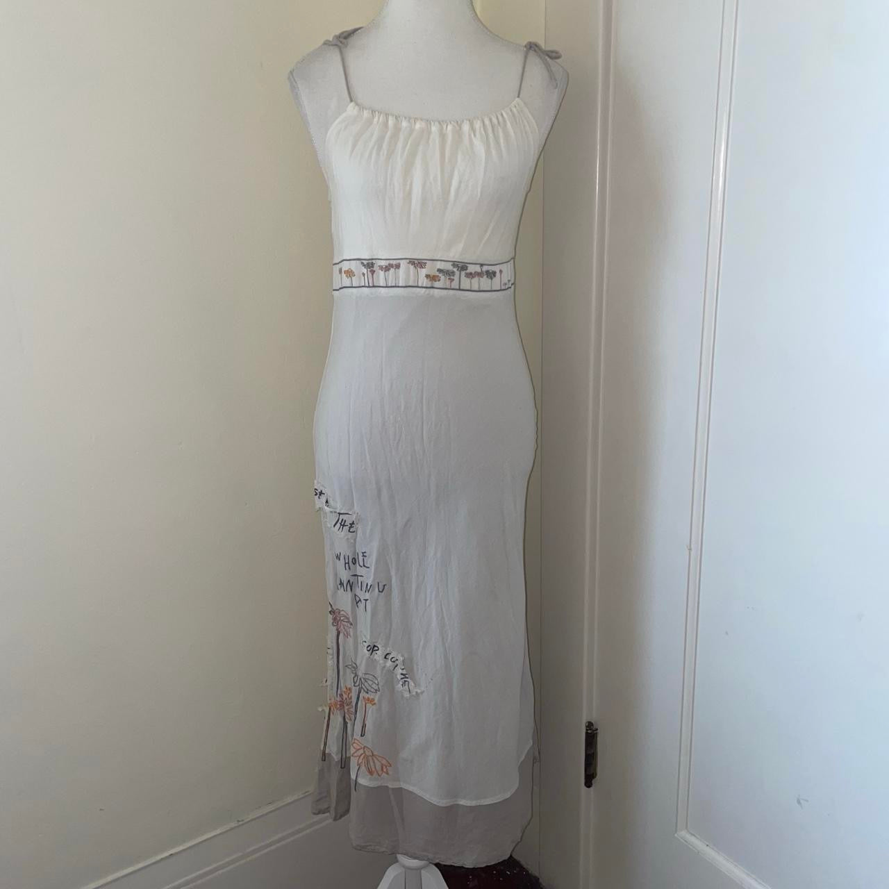 Cop. Copine white graphic embroidered maxi dress | mid-2000s