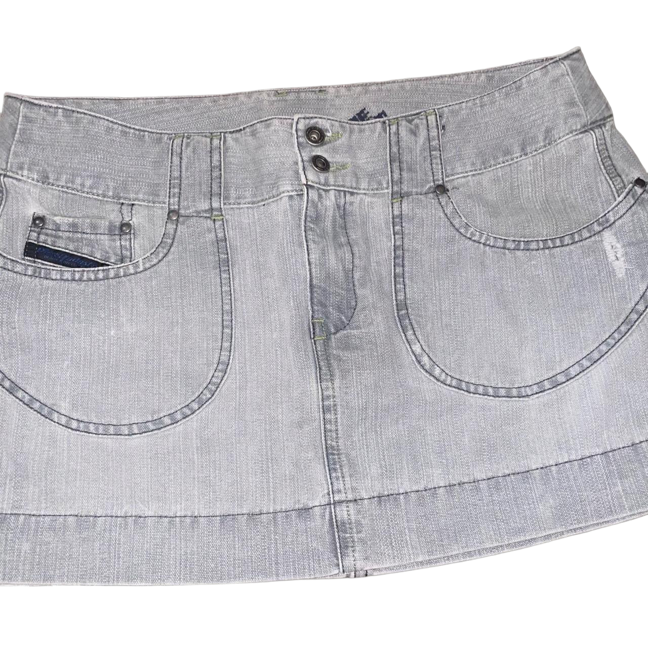 Diesel gray denim utility mini skirt
