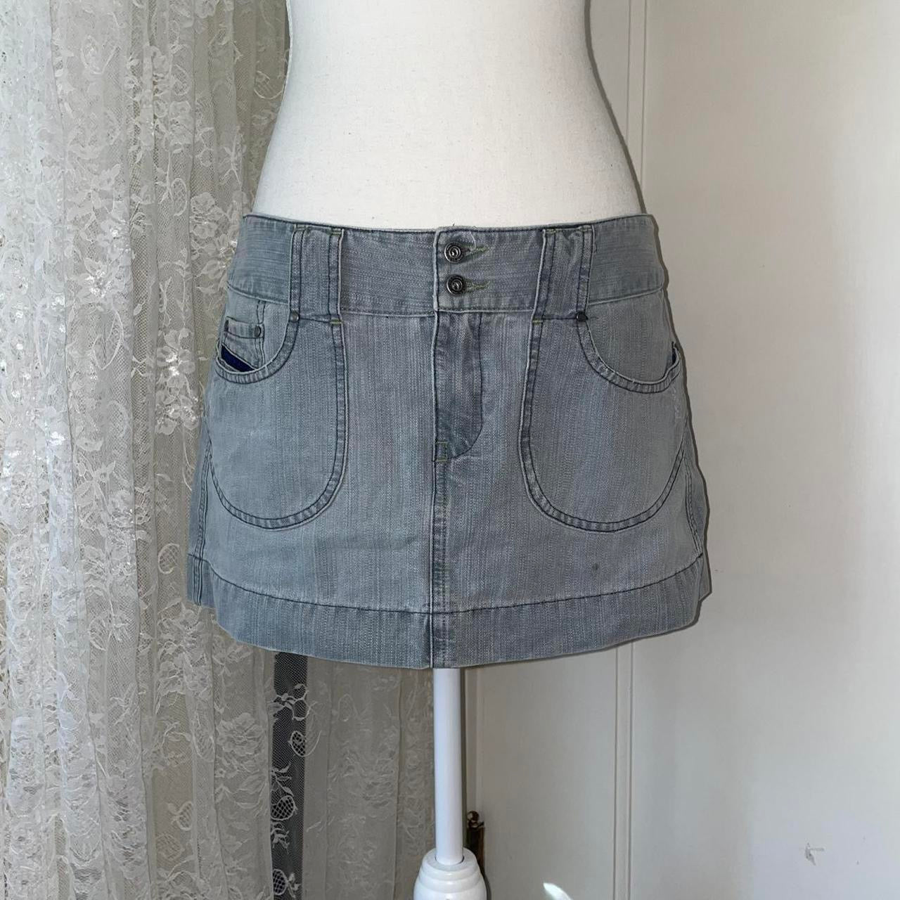 Diesel gray denim utility mini skirt