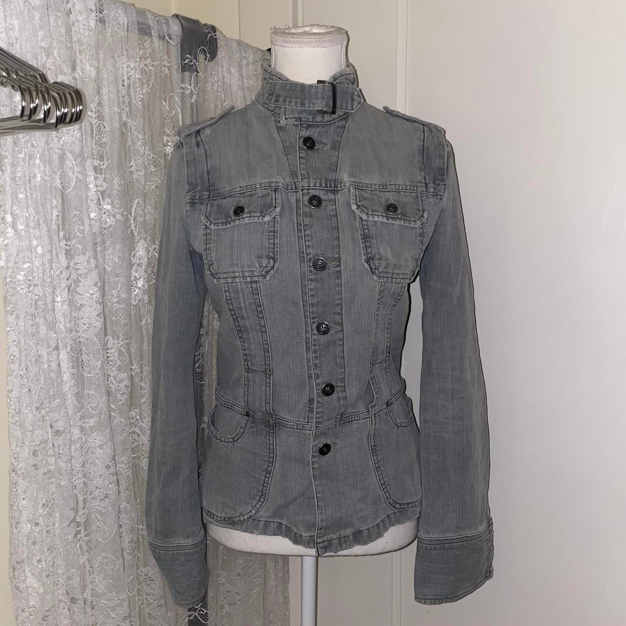 Diesel gray denim fitted utility jacket