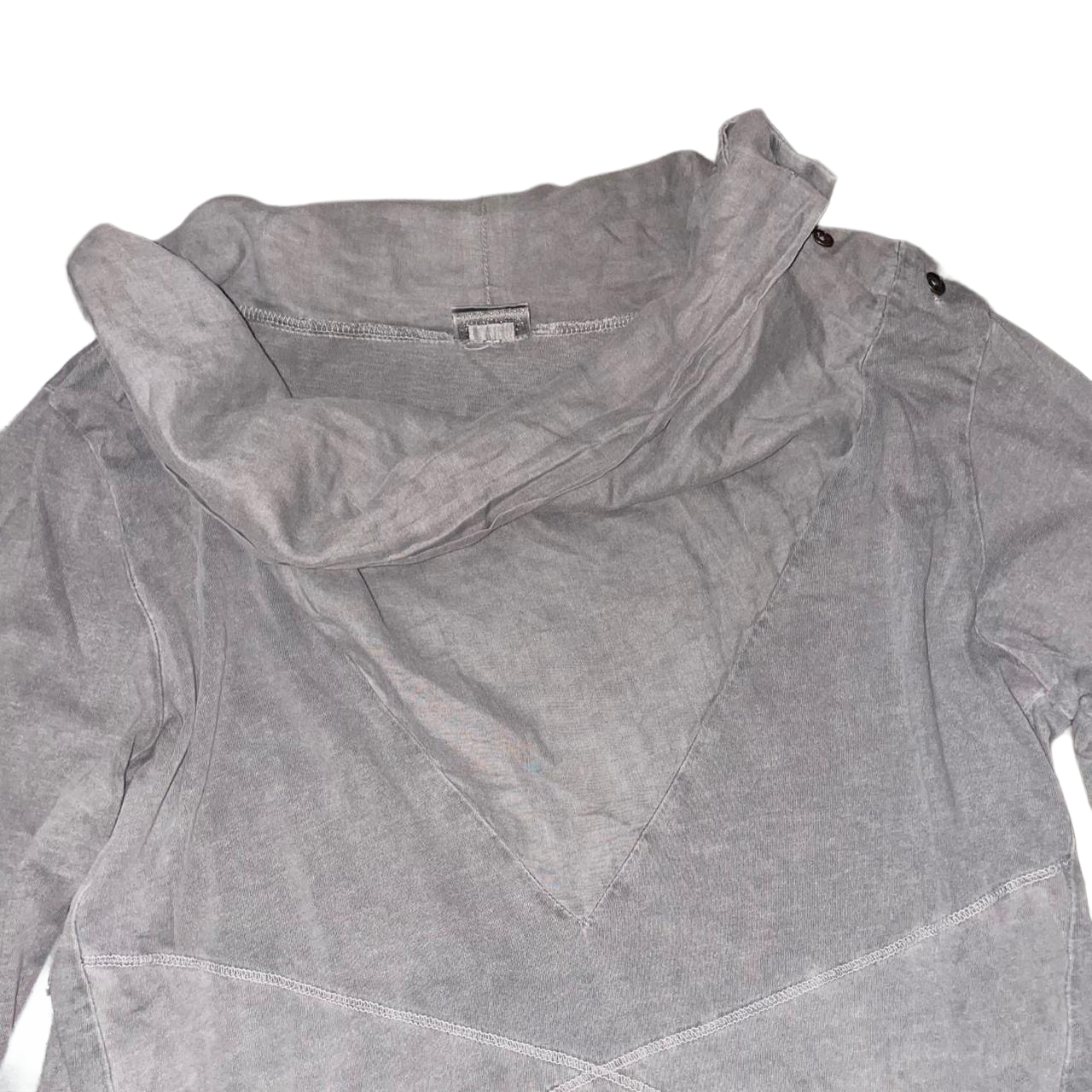 Diesel gray cowl neck graphic long sleeve with front pocket and button detailing