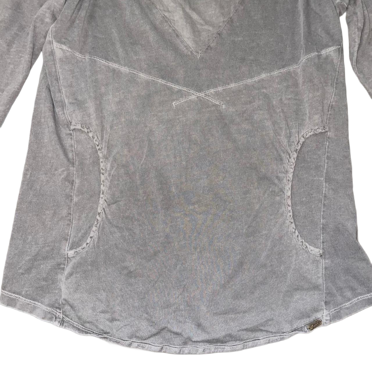 Diesel gray cowl neck graphic long sleeve with front pocket and button detailing
