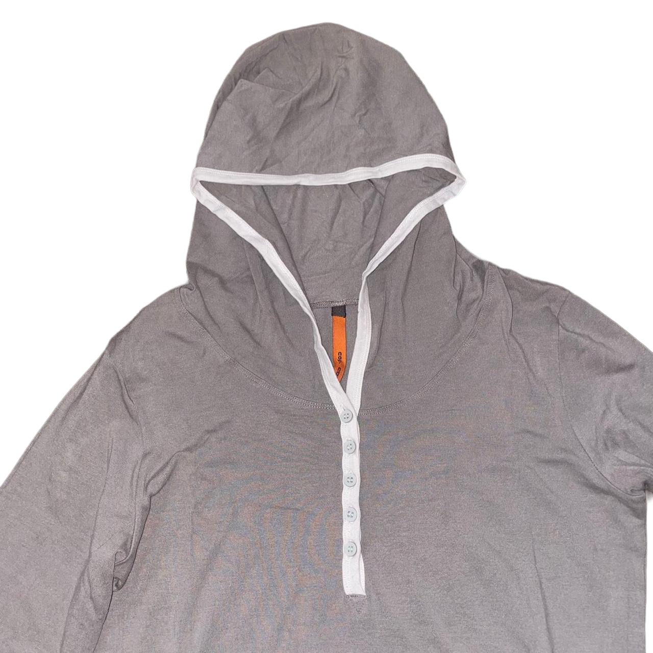 Cop. Copine gray hooded long sleeve with button detailing