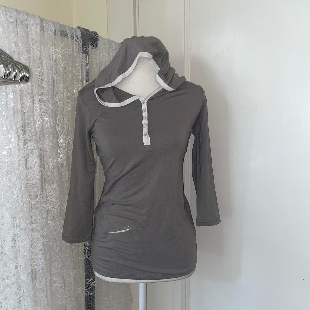 Cop. Copine gray hooded long sleeve with button detailing