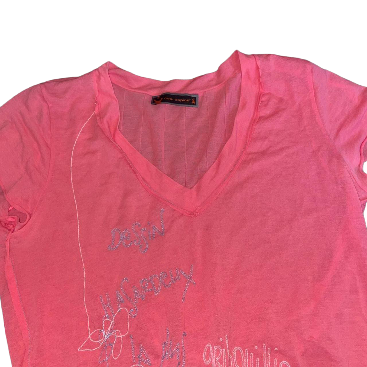 Cop. Copine sheer pink graphic top