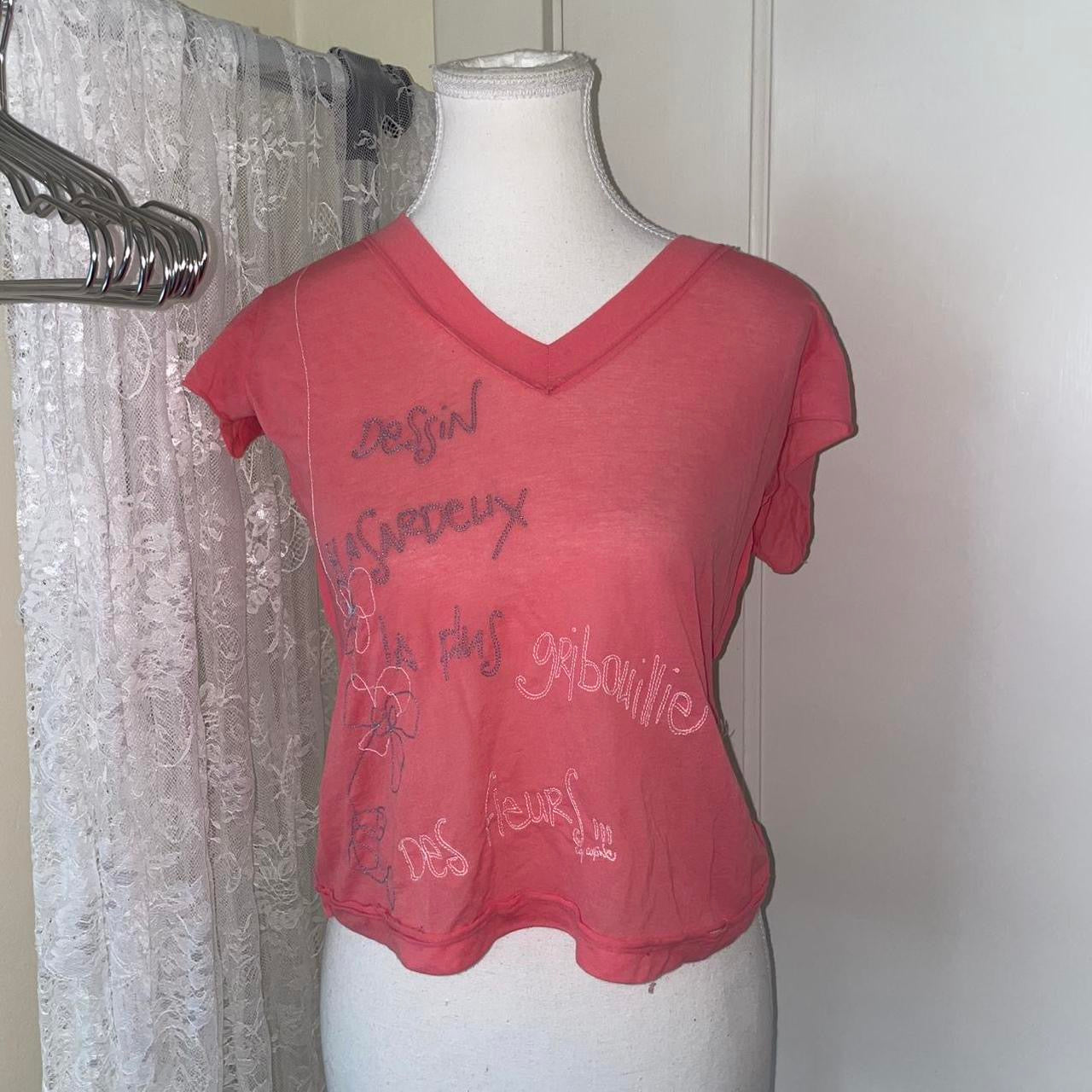 Cop. Copine sheer pink graphic top