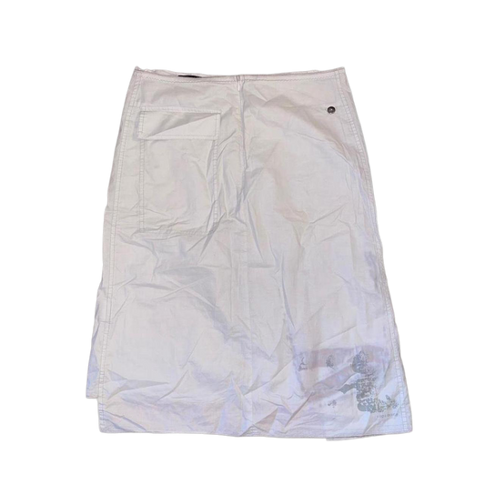 Cop. Copine sheer gray graphic asymmetric midi skirt