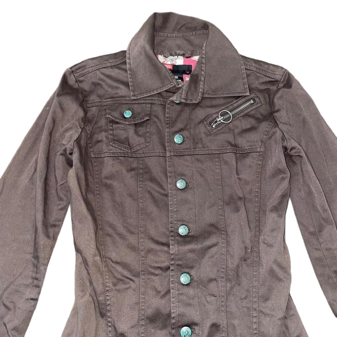 Diesel brown utility long sleeve mini dress