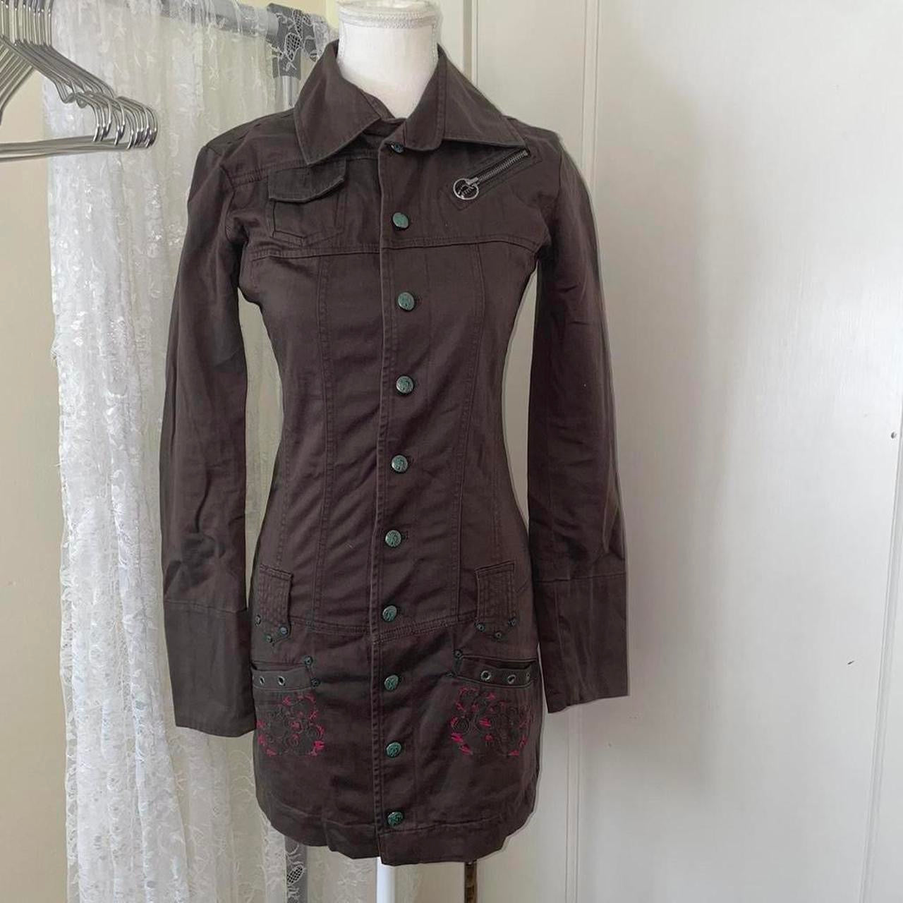 Diesel brown utility long sleeve mini dress