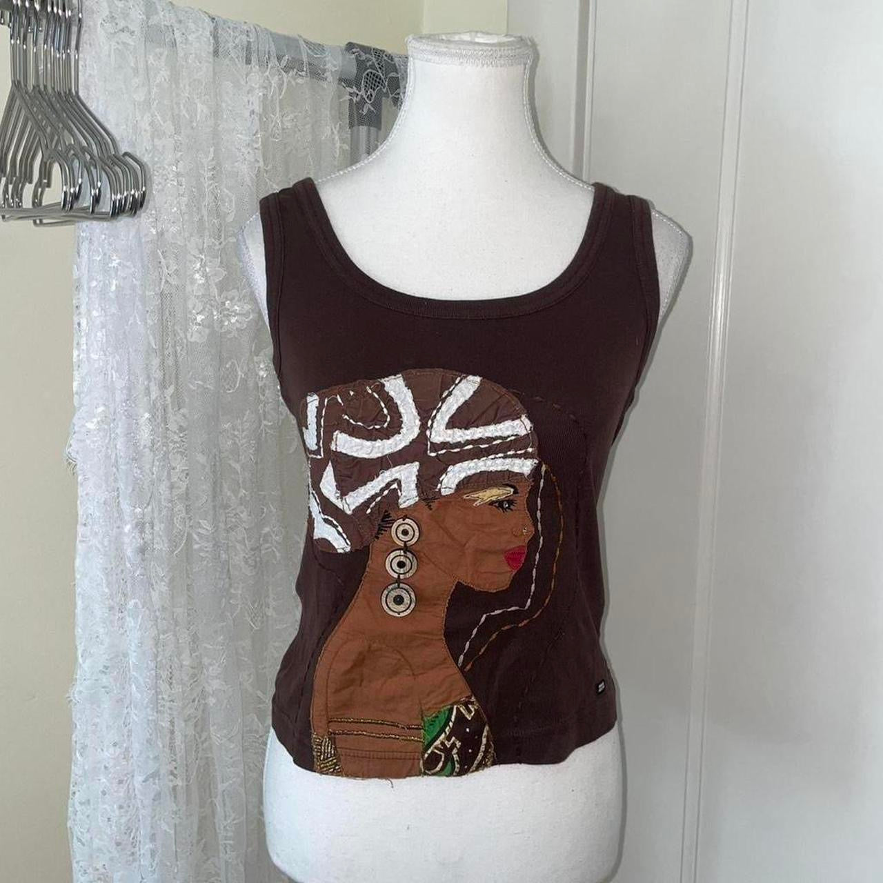 Miss Sixty brown embroidered tank