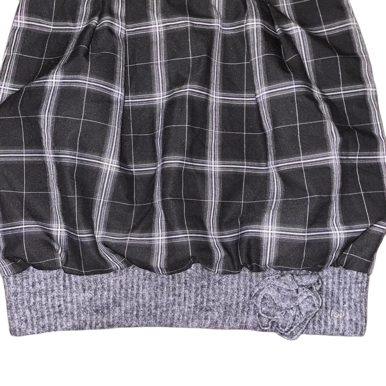Cop. Copine black and gray plaid bubble skirt with rosette detail