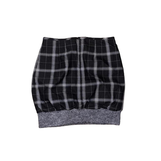 Cop. Copine black and gray plaid bubble skirt with rosette detail