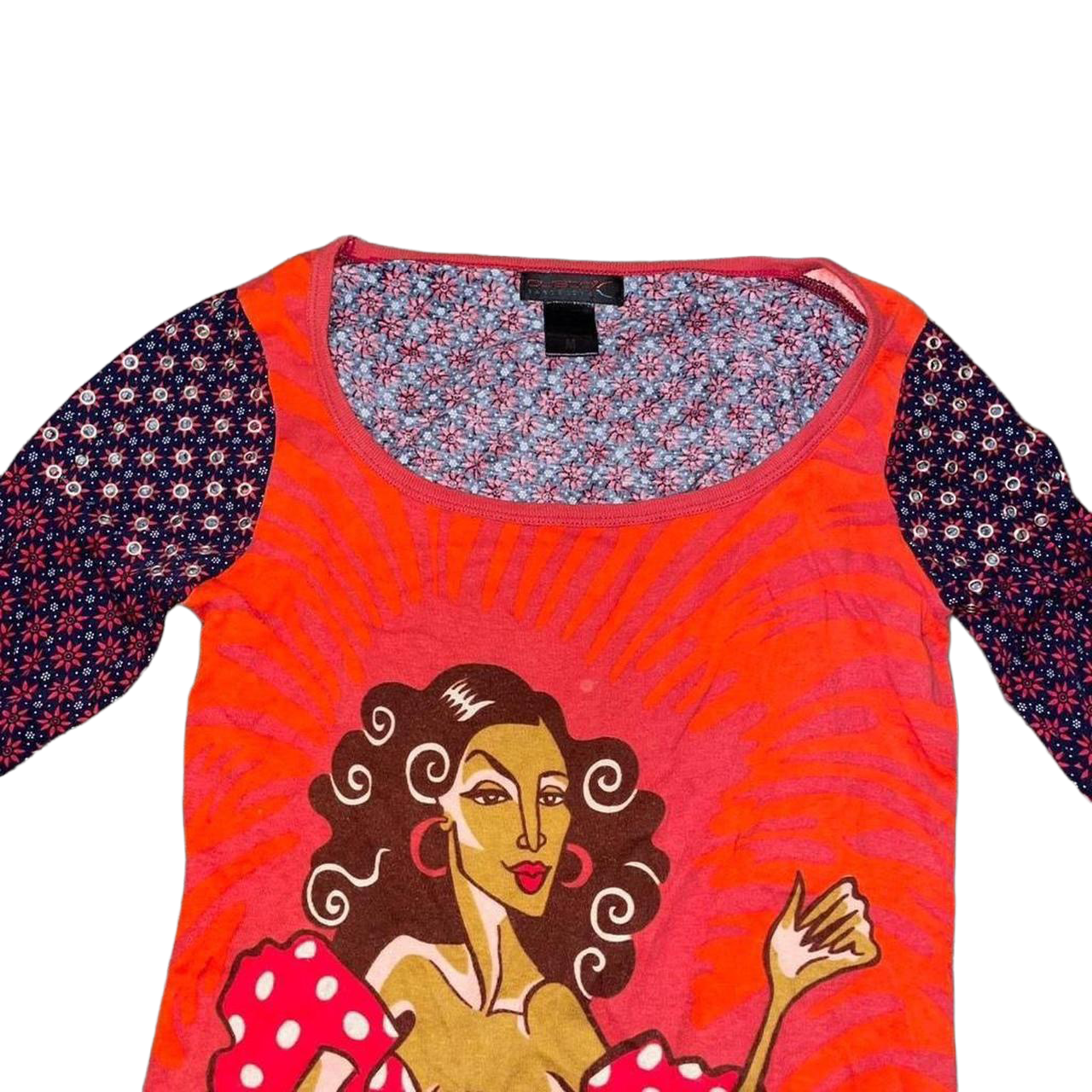 Custo Barcelona Spanish graphic top with grommet detailing