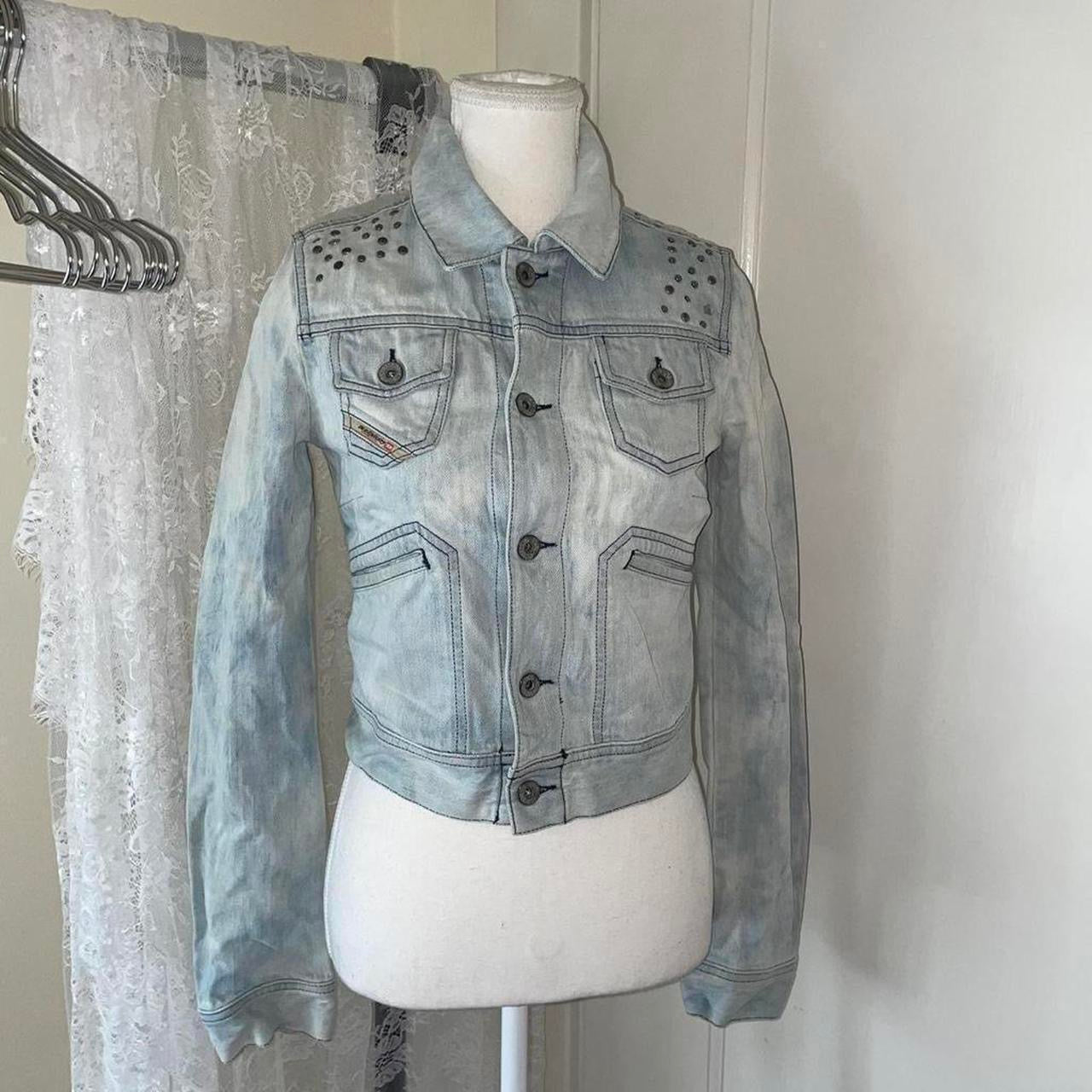 Diesel studded light wash denim jacket