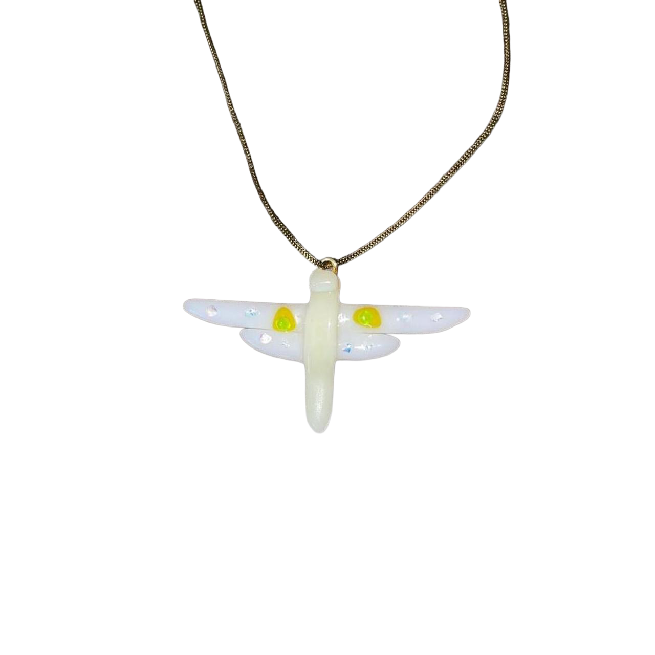 Handmade glass dragonfly pendant necklace