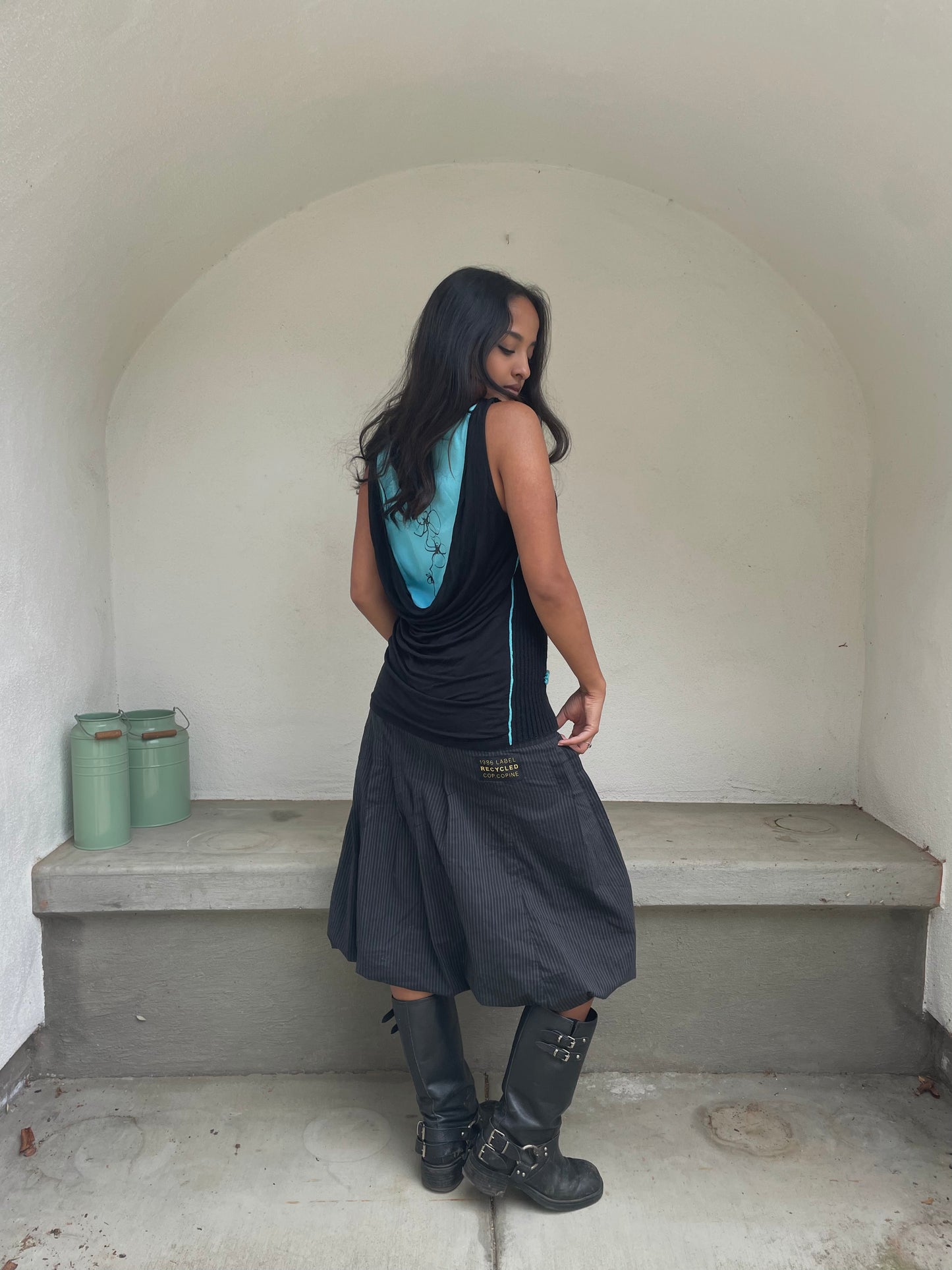 Cop. Copine black ribbed avant garde tank