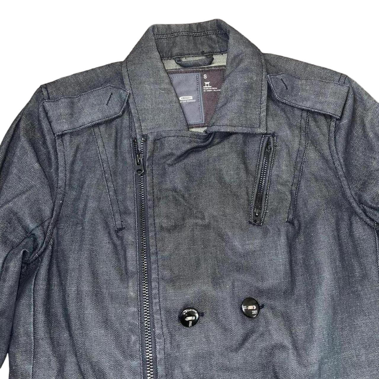 G-Star dark wash asymmetric denim utility jacket