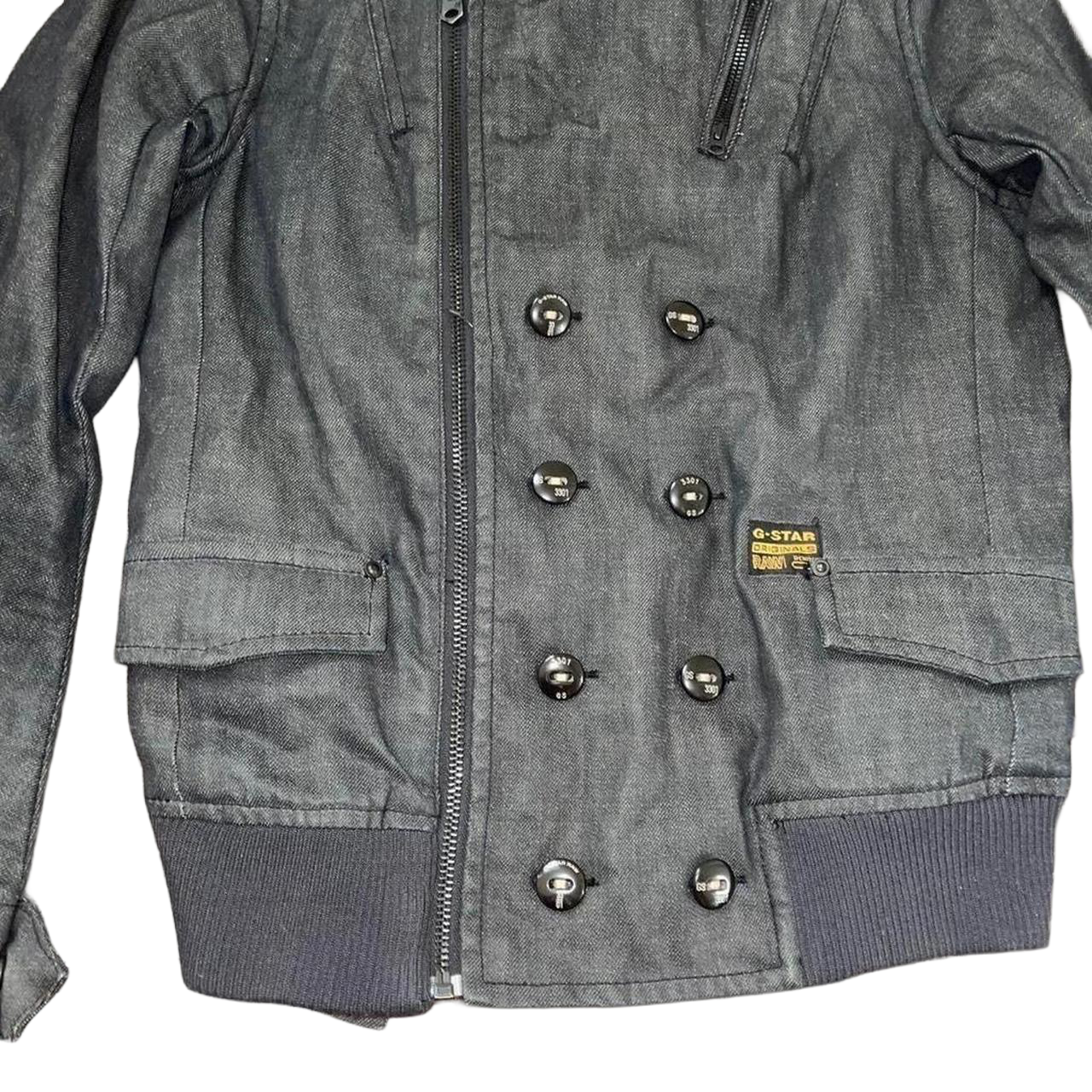 G-Star dark wash asymmetric denim utility jacket