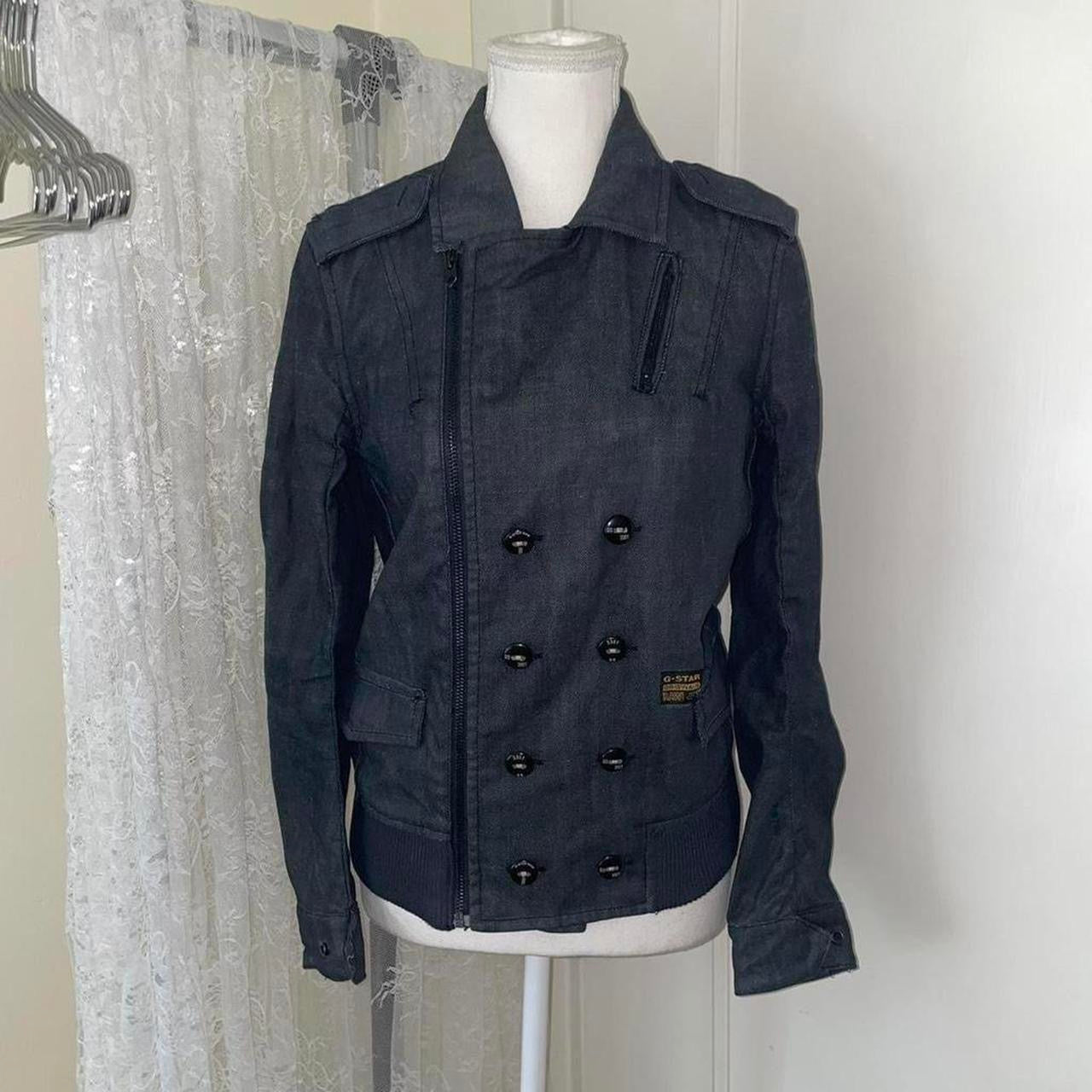 G-Star dark wash asymmetric denim utility jacket