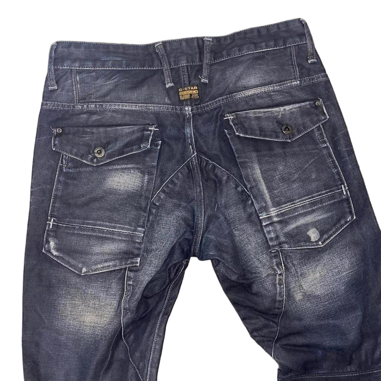 G-Star faded dark wash utility jeans