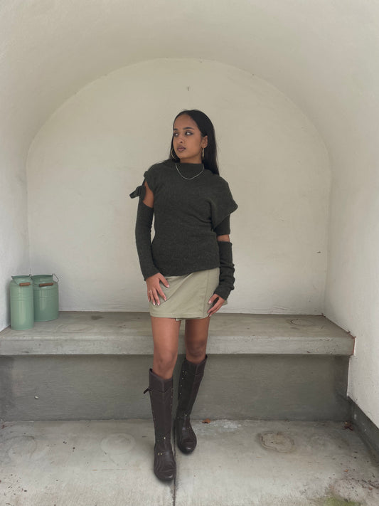 Paloma wool dark gray wool avant garde sweater