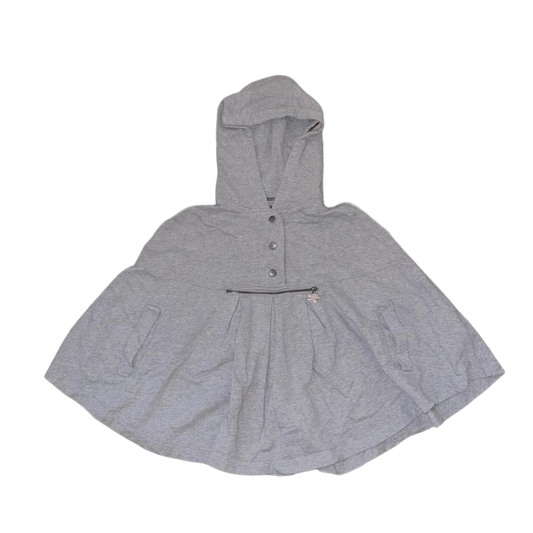 Vintage european gray hooded poncho with pocket detail