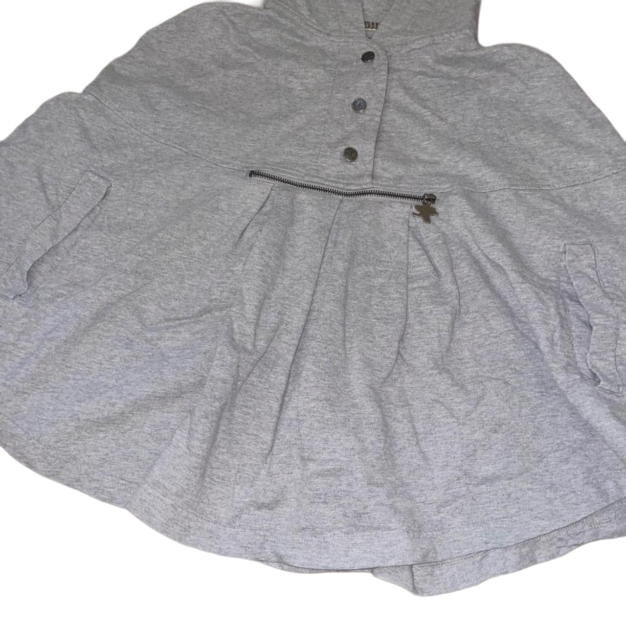 Vintage european gray hooded poncho with pocket detail