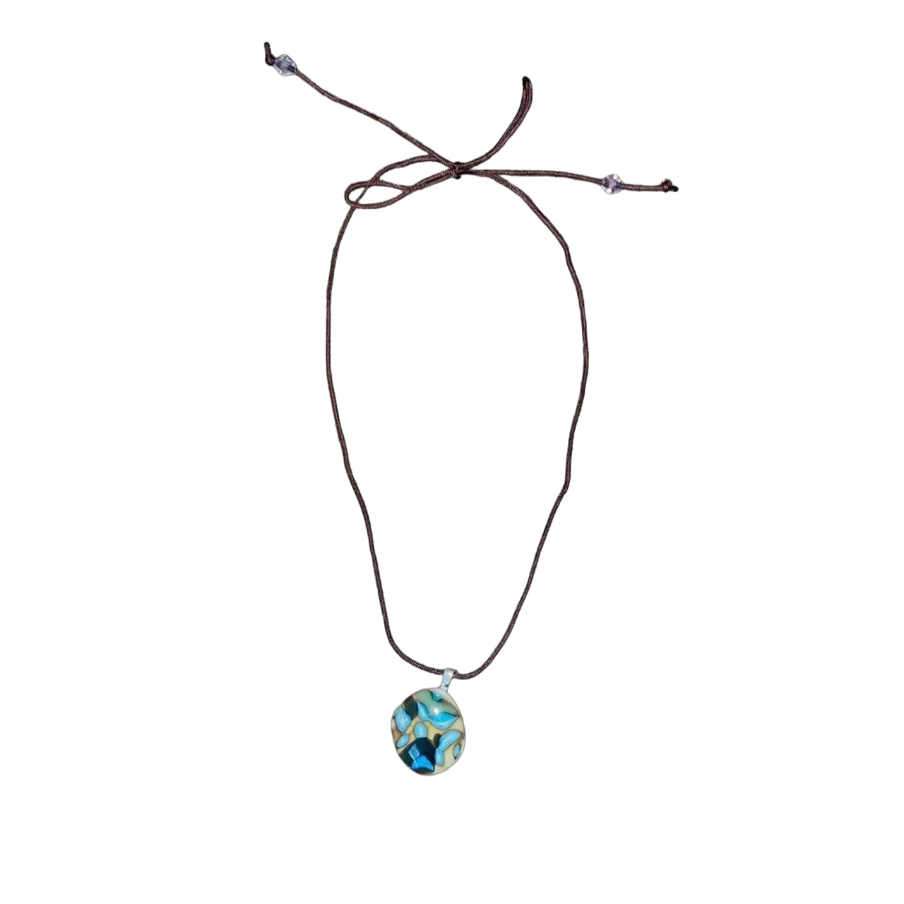 Handmade abstract marbled glass pendant necklace