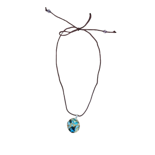 Handmade abstract marbled glass pendant necklace