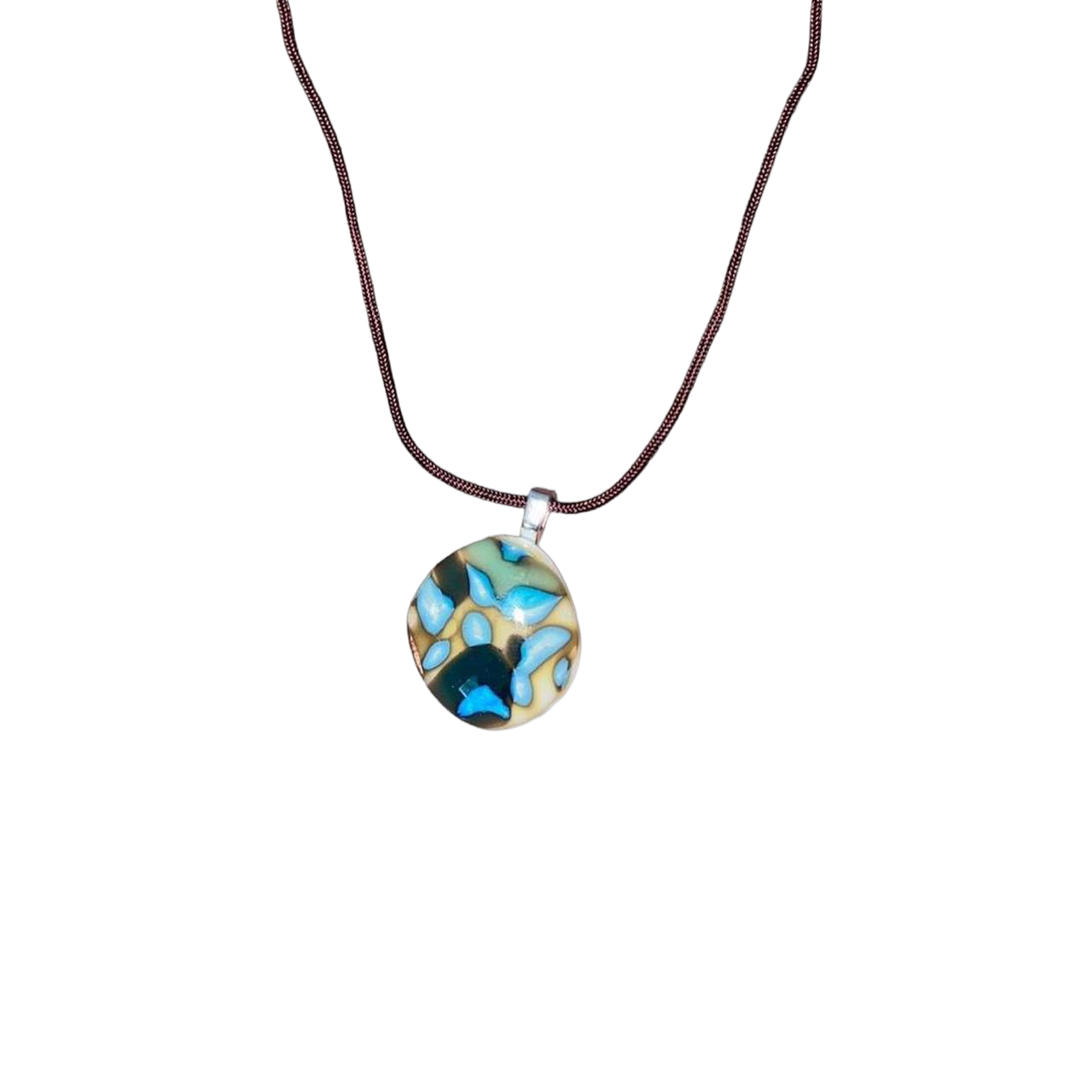 Handmade abstract marbled glass pendant necklace