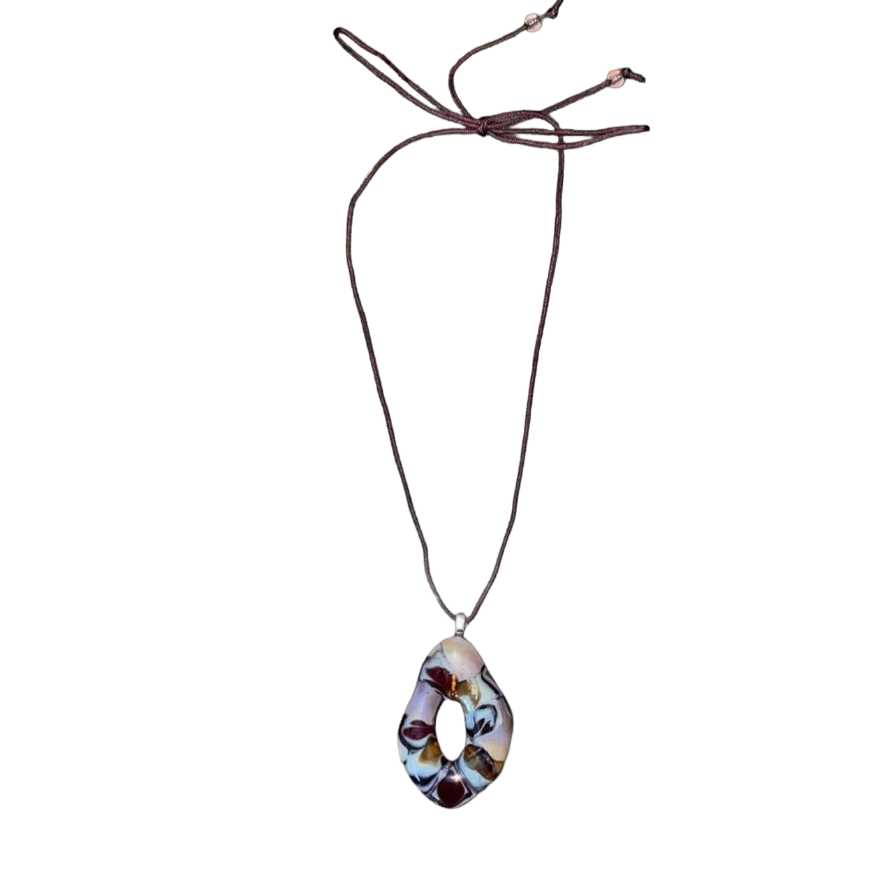 Handmade ring-shaped glass pendant necklace