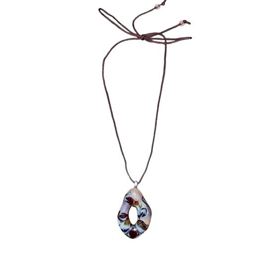 Handmade ring-shaped glass pendant necklace