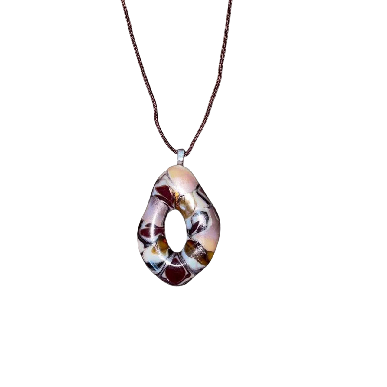 Handmade ring-shaped glass pendant necklace
