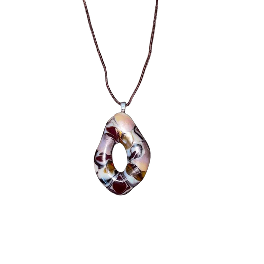 Handmade ring-shaped glass pendant necklace