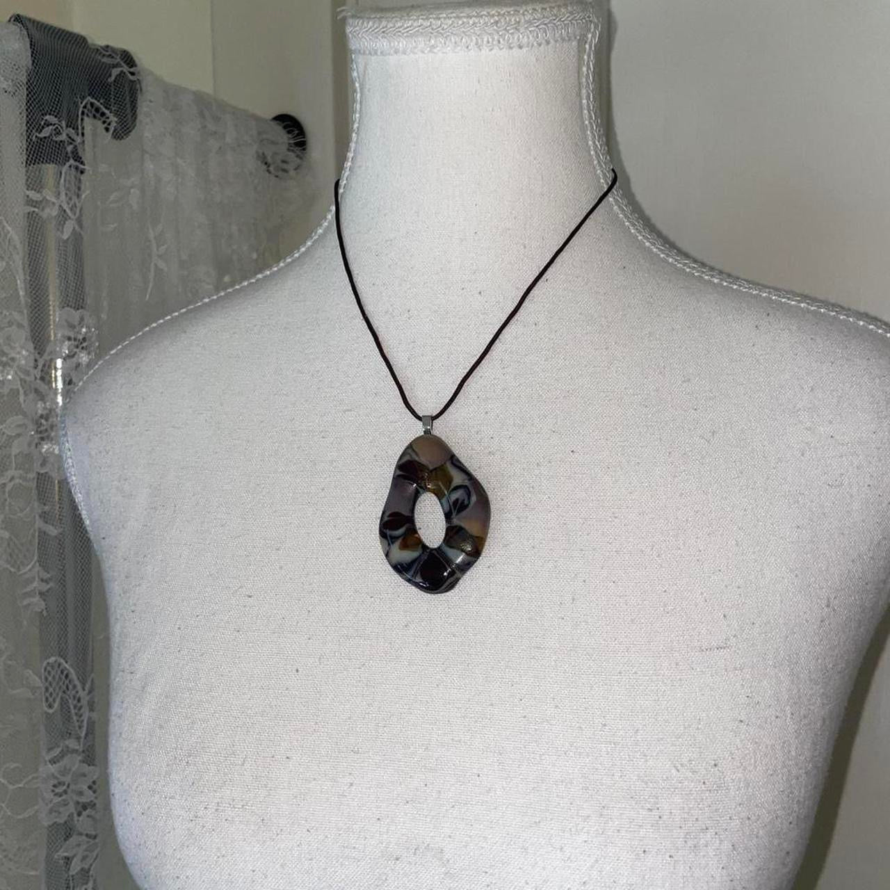 Handmade ring-shaped glass pendant necklace
