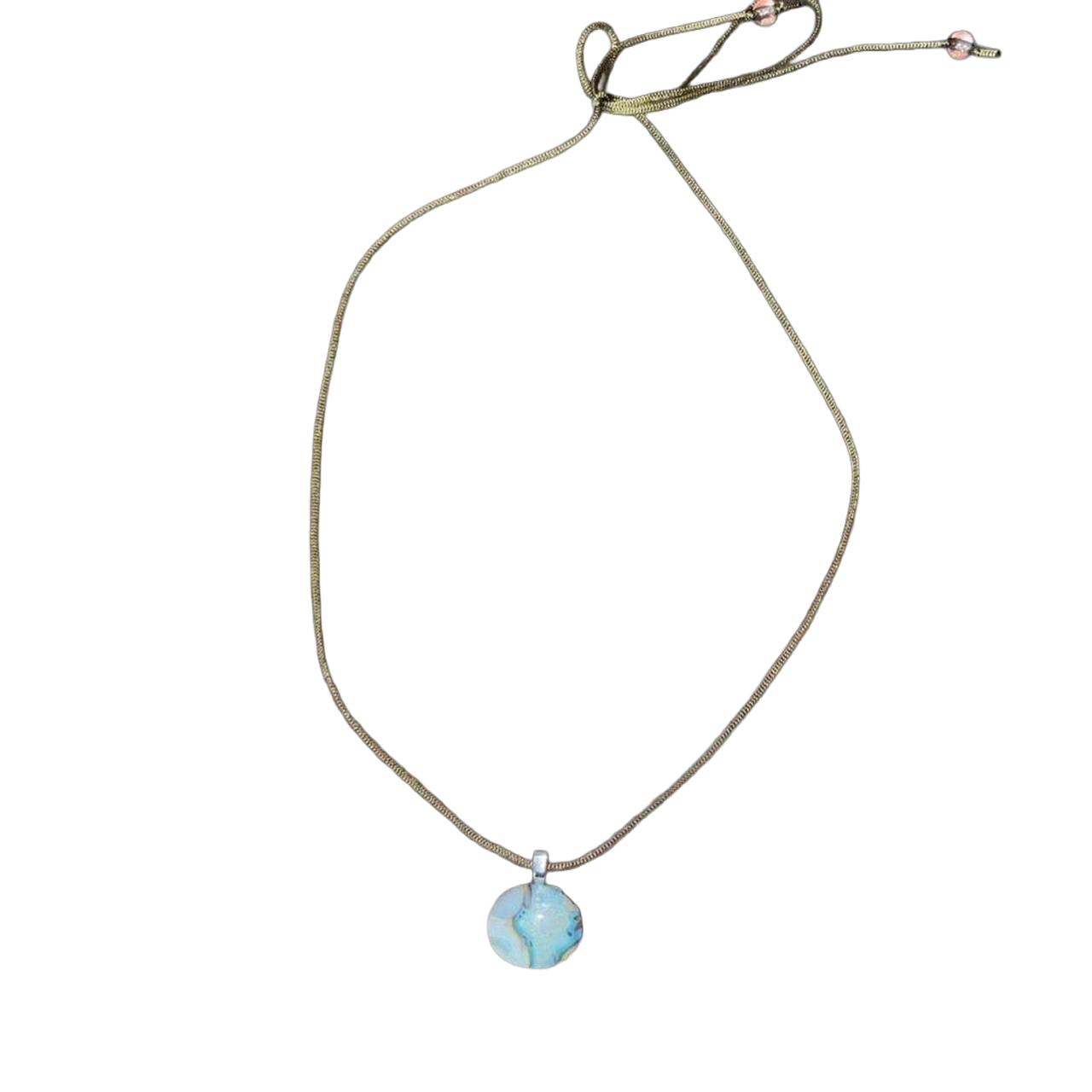 Handmade abstract marbled glass pendant necklace