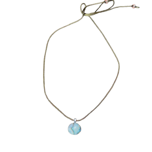 Handmade abstract marbled glass pendant necklace