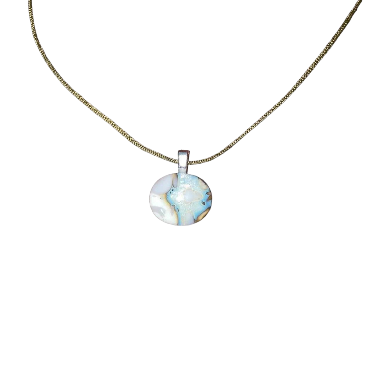 Handmade abstract marbled glass pendant necklace