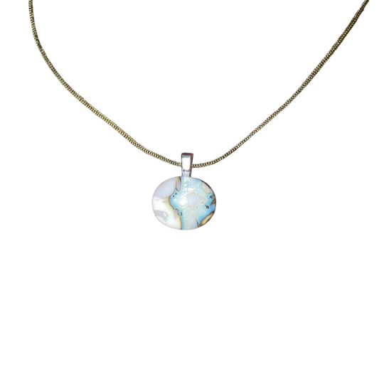 Handmade abstract marbled glass pendant necklace