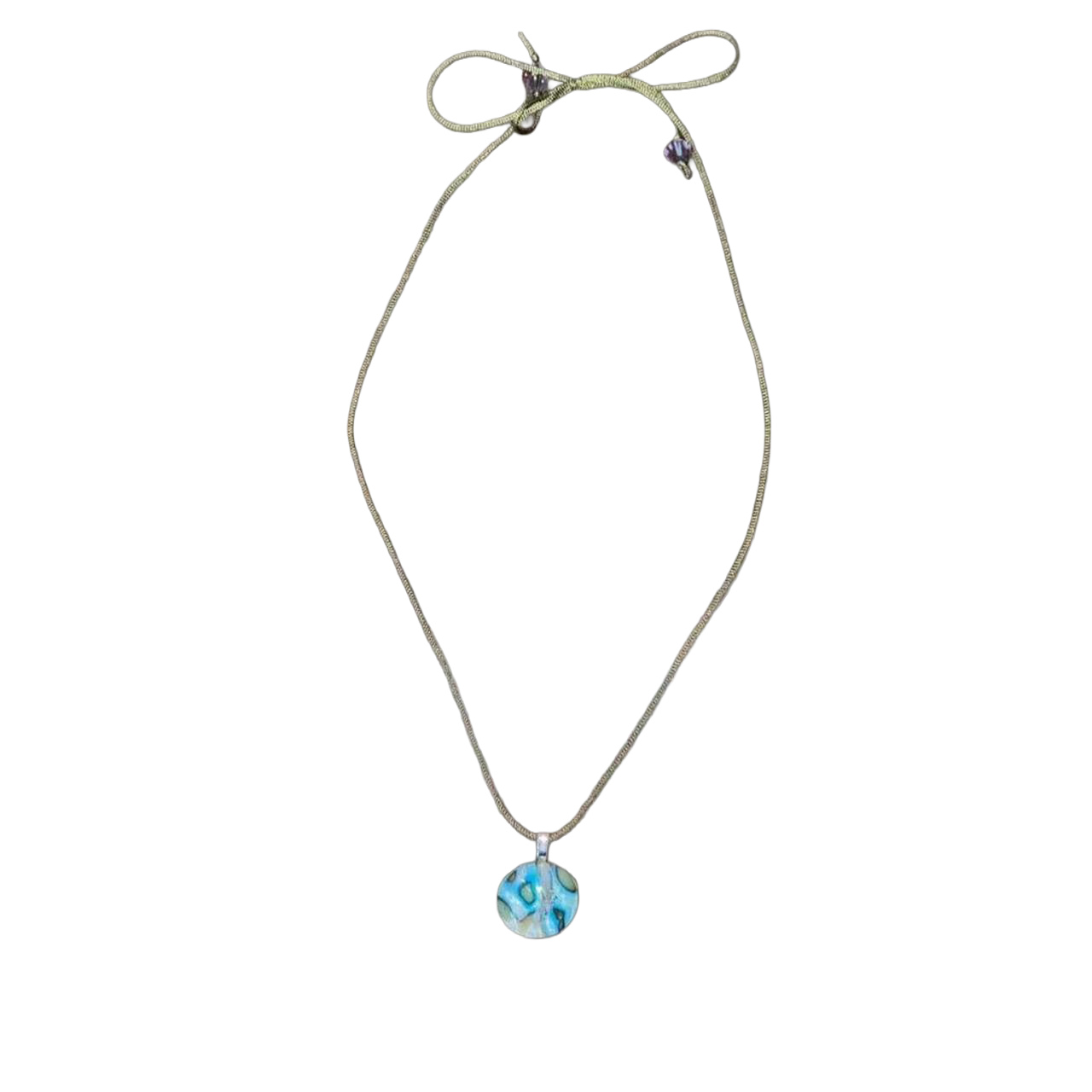 Handmade abstract marbled glass pendant necklace