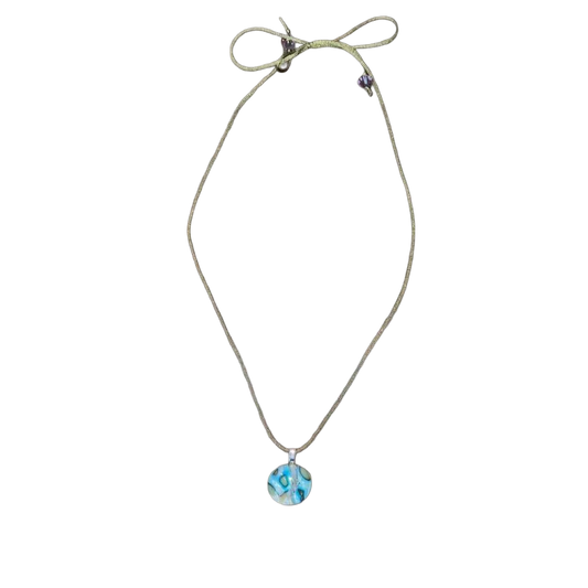 Handmade abstract marbled glass pendant necklace