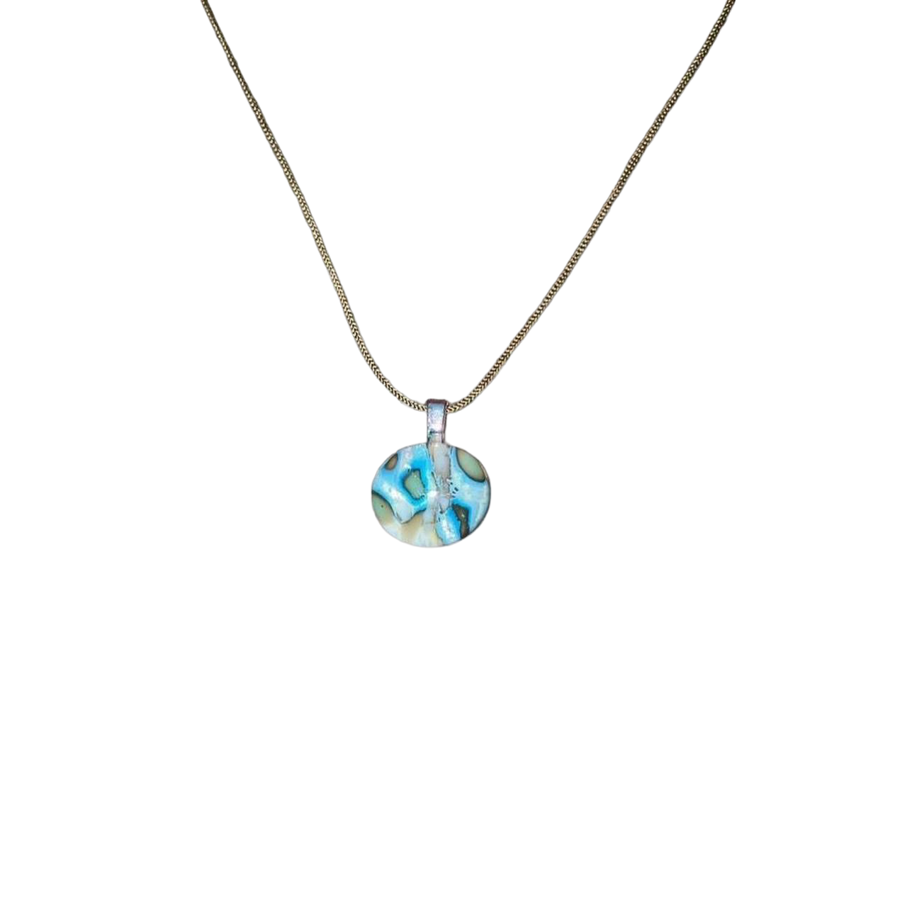 Handmade abstract marbled glass pendant necklace