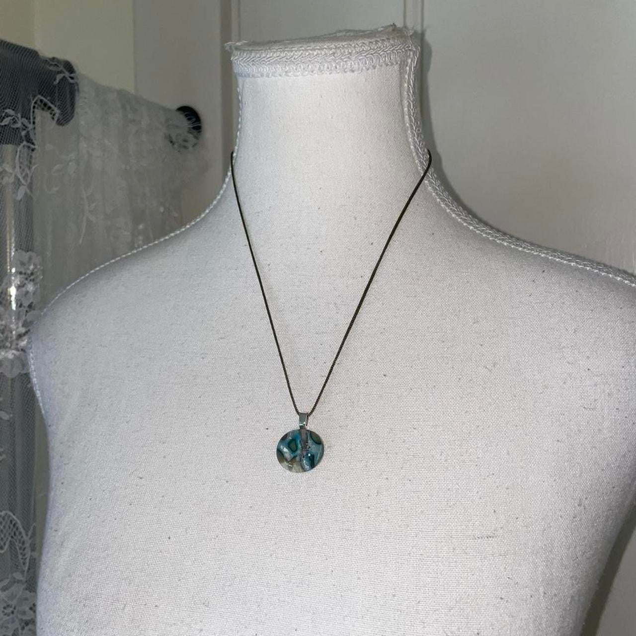 Handmade abstract marbled glass pendant necklace