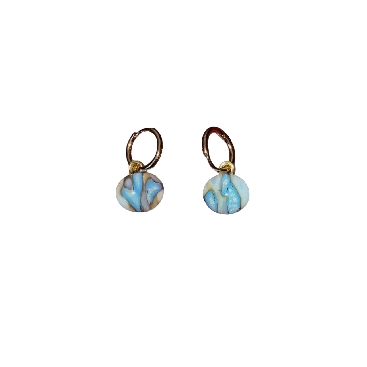 Handmade abstract marbled glass drop earrings