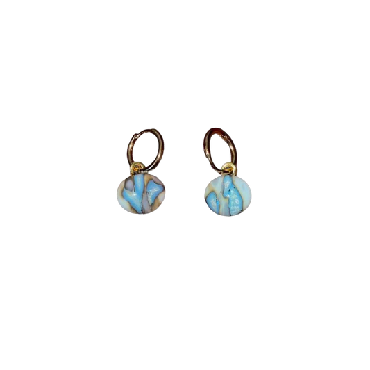 Handmade abstract marbled glass drop earrings