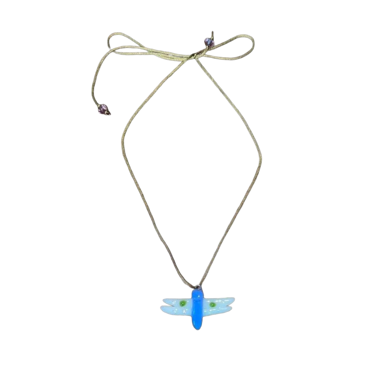 Handmade glass dragonfly pendant necklace