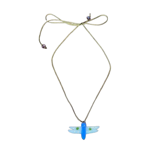 Handmade glass dragonfly pendant necklace