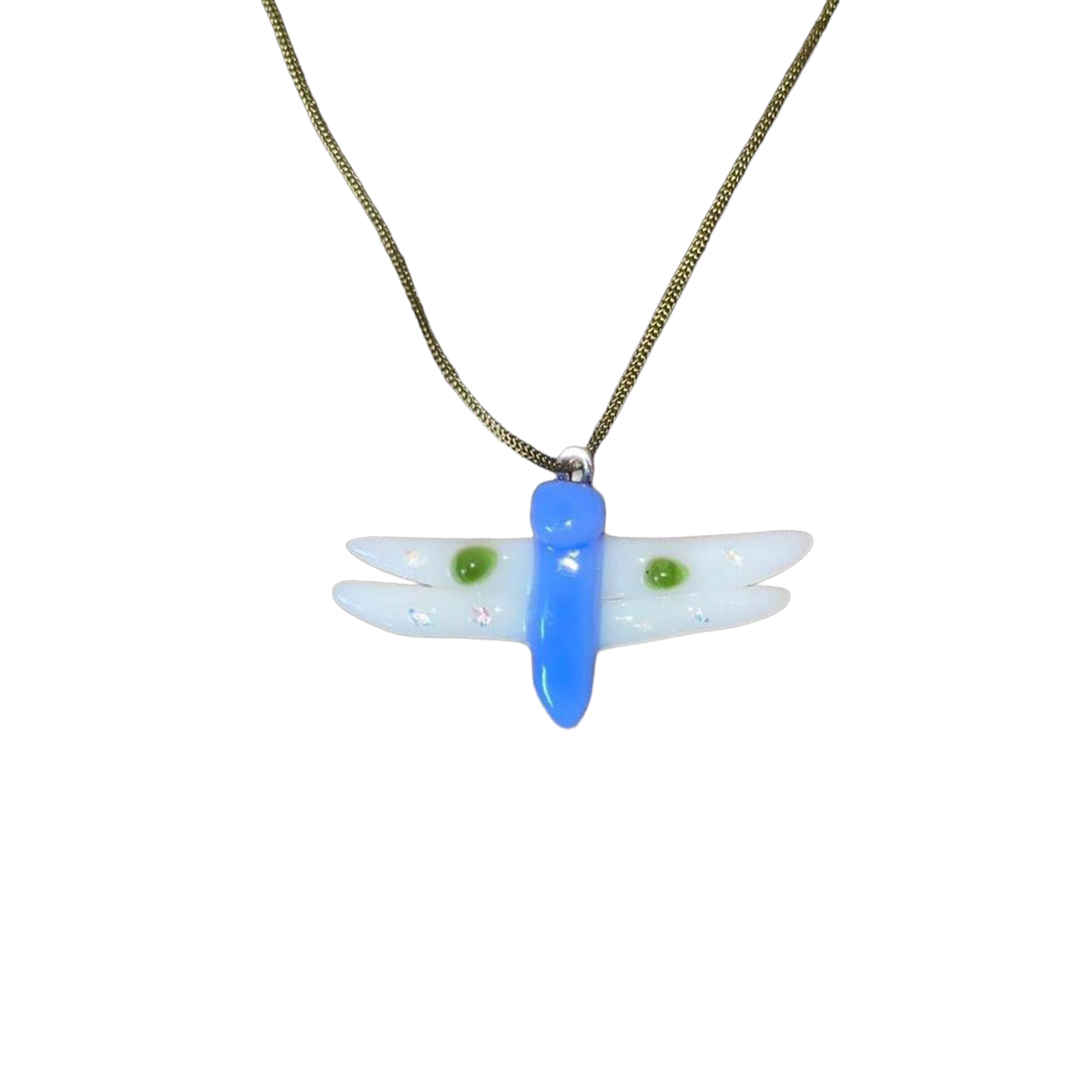 Handmade glass dragonfly pendant necklace