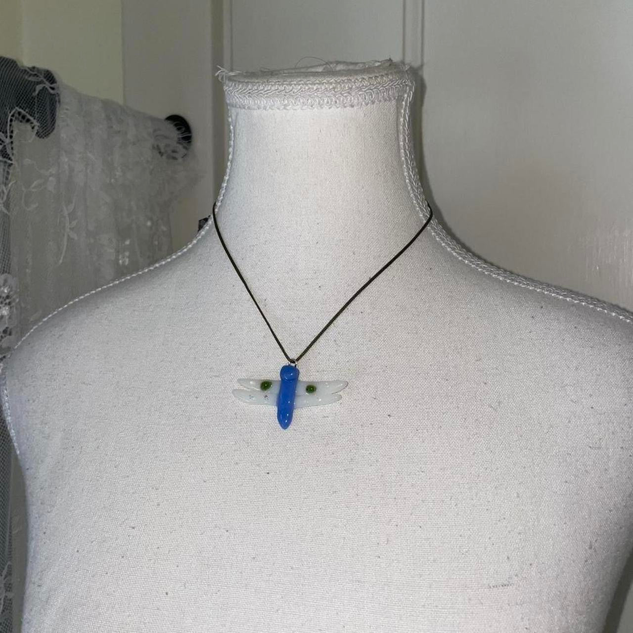 Handmade glass dragonfly pendant necklace