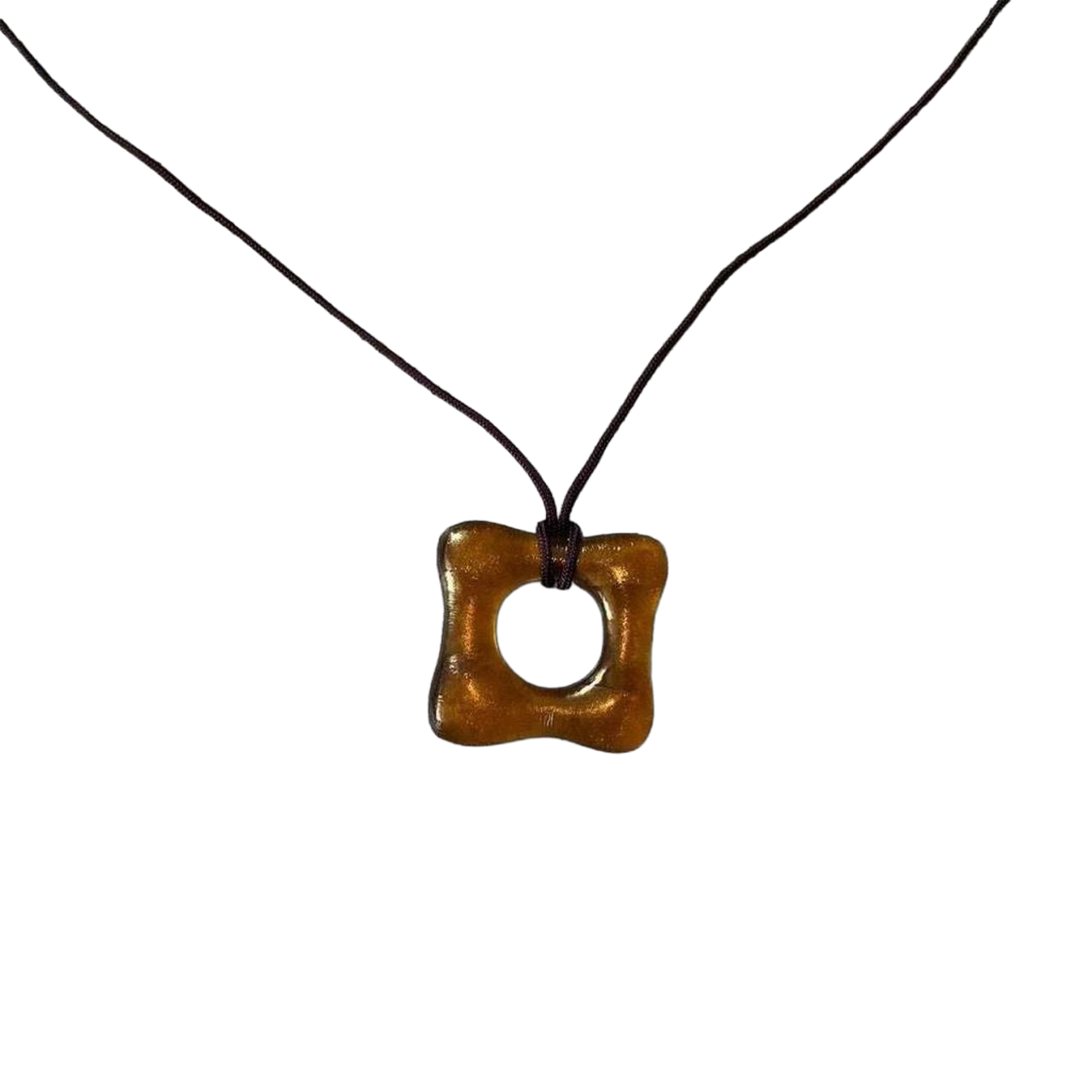 Handmade gold square pendant necklace